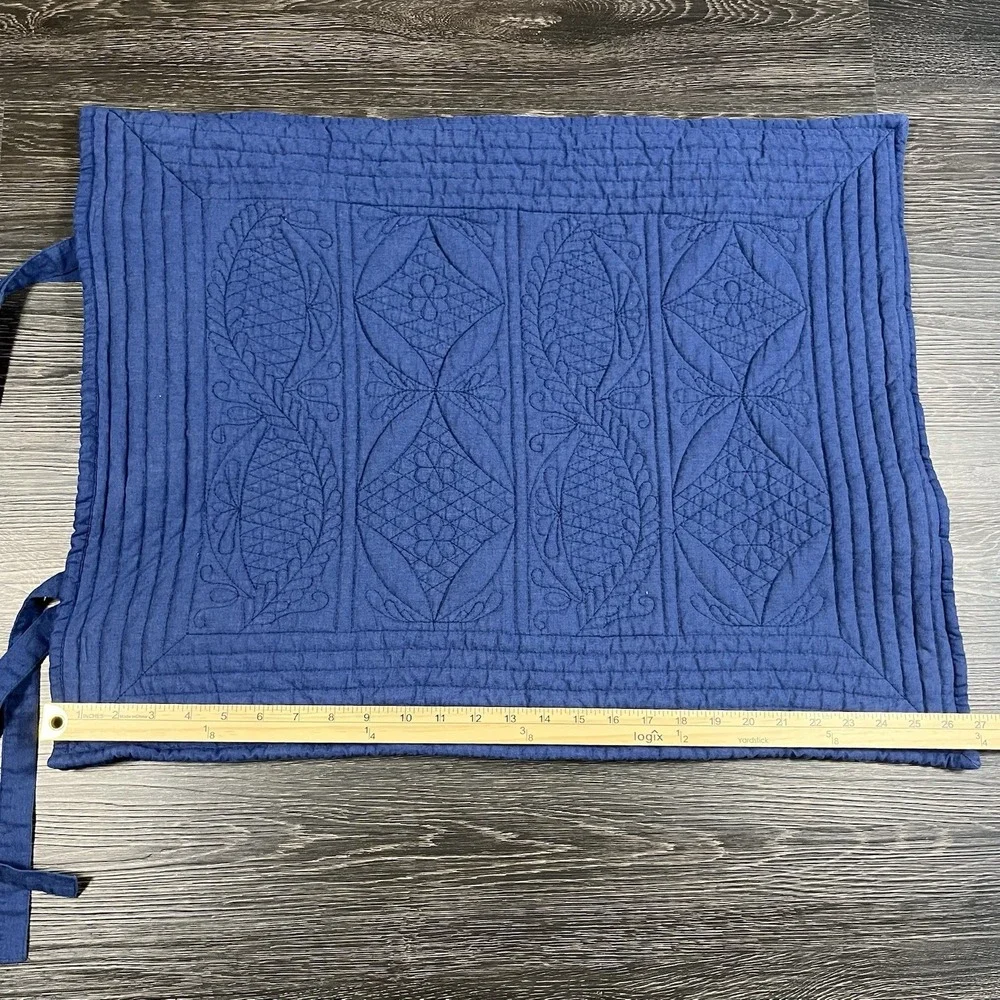 Pottery Barn Pick-Stitch Quilted Standard Pillow Shams Blue Set of 2 Farmhouse